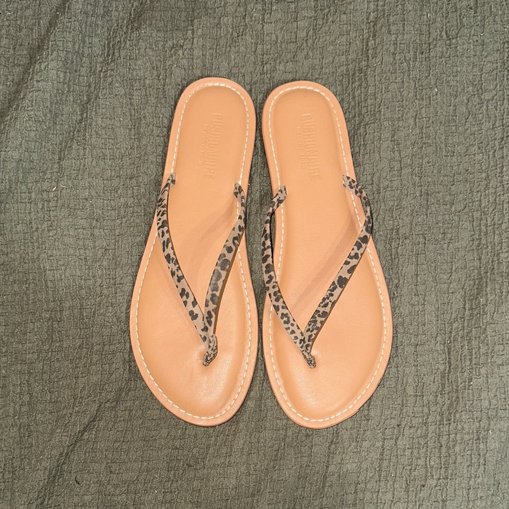 Leopard Print Flip Flops